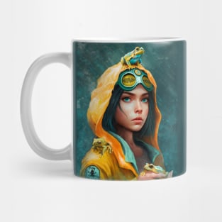 Adventure girl and frogs Mug